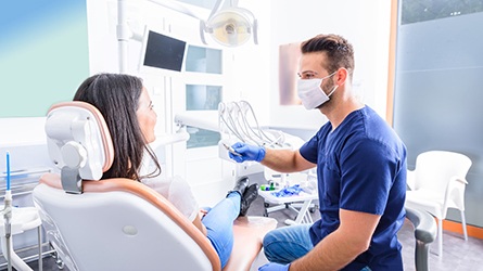 Woman sitting in the dental chair