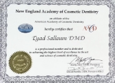 Eyad Salloum New England Academy of Cosmetic Dentistry diploma